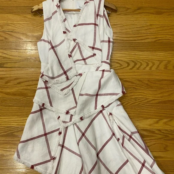 Anthropologie Acler Plaid Linen Dress, size Small, Cream and Red - Picture 5 of 6